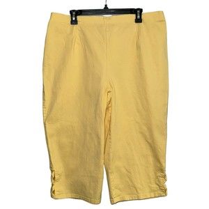 Denim & Co Capris Womens 1X XL Pull On Yellow Denim Elastic Waist Pants D & Co‎